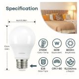 Linkind A19 LED Light Bulb, 60W Equivalent, 2700K Soft White Light Bulbs, 800 Lumens 8.5W Non-Dimmable LED Bulbs, E26 Standard Base, Energy Efficient for Bedroom Home Office, 6 Packs