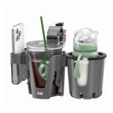 KDD Stroller Cup Holder with Phone Holder, 3-in-1 Removable Bottle Holder, 360 Degrees Rotation Drink Holder for Wheelchair, Stroller, Bike, Walker, Scooter, Bicycle, Nuna, Bugaboo, Doona (Grey)