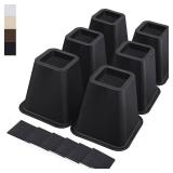 ANNKUT 6 Inch Heavy Duty Bed Risers, Furniture Risers for Desk, Chair, Table or Sofa, Couch Lift Risers, Supports up to 2200 lbs per Leg(6 Pack Black)