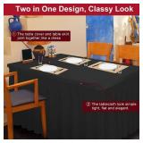 Rinpon Thick 2 in 1 Spandex Table Skirt and Cover 4ft, Rectangle Fitted Tablecloth with Pleated Skirt, Wrinkle Free Rectangular Table Cloth for Banquets and Vendor Event (Black, 48\"*24\"*29\")