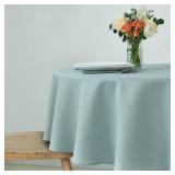 maxmill Round Weaved Texture Design Tablecloth Spill-Proof Wrinkle Free Soft Washable Table Cloth for Circular Table Cover, for Dining Room Banquet Parties Holiday Dinner, 90 Inch Dusty Blue
