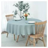 maxmill Round Weaved Texture Design Tablecloth Spill-Proof Wrinkle Free Soft Washable Table Cloth for Circular Table Cover, for Dining Room Banquet Parties Holiday Dinner, 90 Inch Dusty Blue