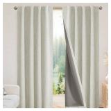 Joydeco Blackout Curtains for Bedroom - 96 Inch Long 100% Light Blocking 2 Panels Light Beige Drapes, Thermal Insulated Room Darkening Curtains, Linen Textured for Living Room, Rod Pocket & Back Tabs