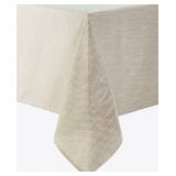 Laura Ashley Arabesque Luxurious Shimmery Fabric Tablecloth for Formal Dining, Holiday, Wedding or Party, 60\" x 102\", Silver