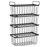 iSPECLE Freezer Organizer Bins - 4 Pack Small Stackable Deep, Bins for 7 Cu.Ft, Easy Get Bottom Foods without Digging, Chest Freezer Organizer Prevent Frozen Food Waste, Black