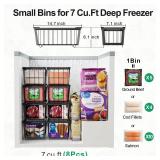 iSPECLE Freezer Organizer Bins - 4 Pack Small Stackable Deep, Bins for 7 Cu.Ft, Easy Get Bottom Foods without Digging, Chest Freezer Organizer Prevent Frozen Food Waste, Black