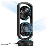 DR.PREPARE Small Tower Fan Oscillating Table Fans with 270Â° Tilt, 105Â° Oscillating, 3 Speeds and 3 Auto-Off Timer, Portable USB Powered Desk Fan for Bedroom Office Home Desk, Powerful Airflow 15