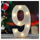 LED Marquee Numbers, 0-9 Light Up Letters, Battery Powered LED Letter Lights for Birthday Party, Christmas Night, Home, Bar, Graduation, Wedding Decoration(9)