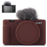 Pocoukate Camera Case for Sony ZV-1, ZV1 Camera Case Digital Camera Anti-Scratch Slim Fit Soft DSLR Camera Sleeve with Screen Protector for Sony ZV-1 (Coffee)