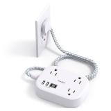 Cruise Essentials 2025,One Beat Travel Power Strip with USB C,Flat Plug Extension Cord with 3 Outlets 4 USB Ports(2 USB C),5 ft Desk Wall Outlet Extender,Non Surge Protector for Cruise,Dorm Room,ETL