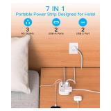 Cruise Essentials 2025,One Beat Travel Power Strip with USB C,Flat Plug Extension Cord with 3 Outlets 4 USB Ports(2 USB C),5 ft Desk Wall Outlet Extender,Non Surge Protector for Cruise,Dorm Room,ETL