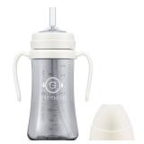 GROSMIMI Spill Proof no Spill Magic Sippy Cup with Straw with Handle for Baby and Toddlers, Customizable, PPSU, BPA Free 10 oz (White)
