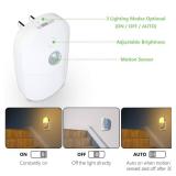 MAZ-TEK Plug in Motion Sensor Dimmable Night Light, Soft Warm White LED Nightlight with Dusk to Dawn Motion Sensor, Adjustable Brightness for Bedroom, Bathroom, Kitchen, Hallway, Stairs,2 Pack