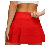MCEDAR Athletic Tennis Golf Skorts Skirts for Women with Pocket Workout Running Sports Pleated Skirts Casual Dark Red/10, Large