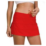MCEDAR Athletic Tennis Golf Skorts Skirts for Women with Pocket Workout Running Sports Pleated Skirts Casual Dark Red/10, Large