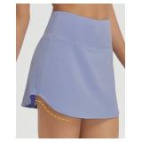 baleaf Womens Tennis Skirt Golf Skorts for Woman High Waisted with Shorts Pockets Athletic Running Light Blue L