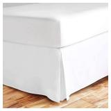 Valencia Beddings Split Corner Bed Skirt 16 Inch Drop King Size 100% Natural Cotton Wrinkle and Fade Resistant King Size, White Solid