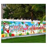 Mele Kalikimaka Banner Decoration,Hawaii Christmas Party Supplies Large Aloha Tropical Christmas Yard Sign Banner for Summer Hawaiian Party Decoration
