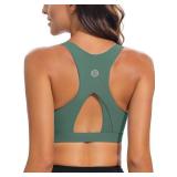 RUNNING GIRL Sports Bra for Women,High Impact Large Bust Padded Sports Bra Fitness Workout Running Yoga Tank Tops(WX2827 Ash Green XL)
