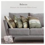Balaena Brown Tan and Gray Set of 4 18 x 18 Inch Throw Pillow Covers,Taupe Modern Art Abstract Painting Home Decor Couch Pillow Covers Neutral Decorative for Sofa Bedroom Living Room