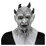 Pigmiss Scary Mask Full Head Latex Scary Devil Mask Creepy Hexagon Grey Demon Face Mask Halloween Adult Cosplay Costume Props