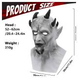 Pigmiss Scary Mask Full Head Latex Scary Devil Mask Creepy Hexagon Grey Demon Face Mask Halloween Adult Cosplay Costume Props