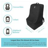 J.L. Childress Padded Backpack Car Seat Bag - Travel Bag for Airplane, Fits Most Baby & Infant Car Seats, Boosters, & Carriers, Airport Accessories for Gate Check or Baggage Check - Ultimate, Black