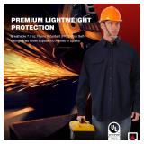 SKSAFETY 7oz FR Shirts for Men, Long Sleeve Flame Resistant 100% Cotton Fire Retardant Shirt, Work Welding Shirt CAT2/NFPA (Navy M)