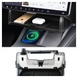 Tesla Hidden Under Screen Storage Box [One-tap Open & Smooth Damping Slides Design] Center Console Organizer Tray for Tesla Model 3 Model Y 2026 2025-2016 (Fit Model 3 Highland & Model Y Juniper)