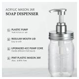 Amolliar Plastic Mason Jar Soap Dispenser with Pump Lid,16OZ Refillable BPA-Free Hand Soap Dispenser Set with Cute Lables, Farmhouse Decor for Kitchen Bathroom, Liquid Soap, Dish Soap