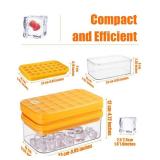 Brigii Ice Cube Tray with Lid&Bin, Ice Cube Mold with 56 Cubes, Stackable Ice Trays for Freezer with Easy-Release Silicone Bottom, for Drinks, Coffee, cocktail