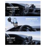 Lamicall Car Phone Holder Mount [3-in-1 Military-Grade Suction Cup] 360Â° Rotation Phone Holders for Your Car [Metal Hook] Cell Phone Car Mount Dashboard Vent Windshield Smartphone LeatherGrain
