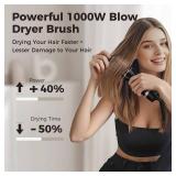 slopehill Mini Dual Voltage Hair Dryer Brush,1000 Watts Travel Hot Air Brush with European Plug, Ionic One Step Hair Dryer and Styler for Women for Home & Salon, Oval Barrel 2 Heat & 2 Speed Settings