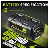 VANTTECH OP4040A1 40V 6.0Ah Lithium-ion Battery Replacement for Ryobi 40V Battery OP4040 OP4050A OP4026 OP40201 OP40261 OP4030 OP40301OP4050 OP40601 mit LED Indicator