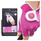Caddy Classic Ladies Golf Glove Women | Half Finger Mesh Design for High Breathability | Premium Leather Construction for Comfortable Fit | Includes Stylish Magnetic Ball Marker