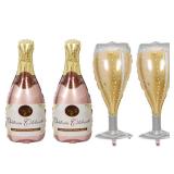 HORUIUS Champagne Bottle Balloons Champagne Glass Balloon Mylar Foil Balloons Birthday Engagement Bachelorette Party Bridal Shower Wedding Celebration Anniversary Decorations 4PCS