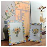 XinZhiRun Metal Picture Frame Silver Plated with Rainbow Flower Enamel Lovely Flowers Photo Frame 4 x 6 inch for Home Decor, Wall Mount and Tabletop Display, Art Gallery Gift (Colorful Flower, 4*6inch