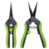 STAYGROW 2pcs 6.5\" Pruning Shears for Gardening, Ultra Sharp Garden Scissors for Precise Cuts, Stainless Steel Bonsai Clippers with Spring Loaded, 6.5 Inch Garden Shears (1pc Straight & 1pc Curved)