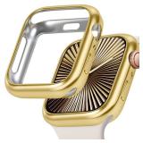 JR.DM 40mm Soft Flexible TPU Case Compatible for Apple Watch Series 6/5/4/SE Touchable Screen Lightweight Anti-Scratch All-Around Protector Thin Guard Shockproof Cover Shiny Bumper for iWatch, Gold