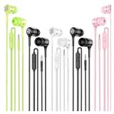 Wired Earbuds with Microphone 5 Pack, in-Ear Headphones with Heavy Bass, High Sound Quality Earphones Compatible with iPad, Laptop, MP3, Android Smartphones, Fits All 3.5mm Jack Device