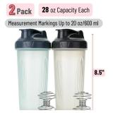 Mr. Pen- Shaker Bottles for Protein Mixes, 28 oz, 2 Pack, Clear, Protein Shaker Bottle with Wire Whisk Ball, Blender Bottle