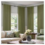 MIULEE Olive Green Faux Linen Blackout Curtain 96 Inch Long 2 Panels Set Rod Pocket/Back Tab/Pinch Pleated Floor to Ceiling Room Darkening Textured Black Out Track Drapes for Bedroom Living Room