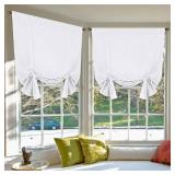 H.VERSAILTEX Pure White Curtains Thermal Insulated Tie Up Window Shade Light Reducing Curtains for Kitchen, Rod Pocket 2 Panels - 42\" Wide by 63\" Long