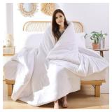ROSGONIA White Queen Comforter Set, 3pcs(1 Boho White Comforter & 2 Pillowcases) All Season Soft Bedding Lightweight Bedspread Blanket Quilt