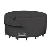 ULTCOVER Round Patio Furniture Cover - Outdoor Waterproof Table with Chair Set Cover 76 inch, Black