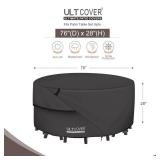 ULTCOVER Round Patio Furniture Cover - Outdoor Waterproof Table with Chair Set Cover 76 inch, Black