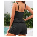 Tempt Me Romper One Piece Swimsuits with Short - Women Boyleg with Pockets Modest Bathing Suit 2025 Swimwear Black 22W