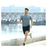 MCPORO Workout Shirts for Men Short Sleeve Quick Dry Athletic Gym Active T Shirt Moisture Wicking 5 Pack Black, Dark Grey, Light Grey, Blue, Orange XX-Large