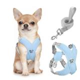 Pawaboo Small Dog Harness and Leash Set, Puppy Harness X-Frame No Pull No Choke, Dog Vest Harness Adjustable for Small Medium Sized Dogs, Soft Breathable Pet Harness for Walking Outing (S, Blue)