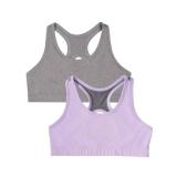 Fruit of the Loom Big Girls Stay Dry Racerback Sports Bra, Performance Sports Bra for Girls and Tweens with a Sustainable Fabric 2 Pack Stellar Orchid W Grey/Charcoal XL